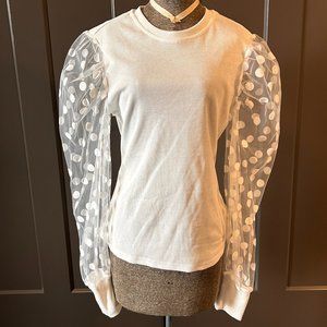 Shein Longsleeve Sheer White Top Size Large / Size 8/10